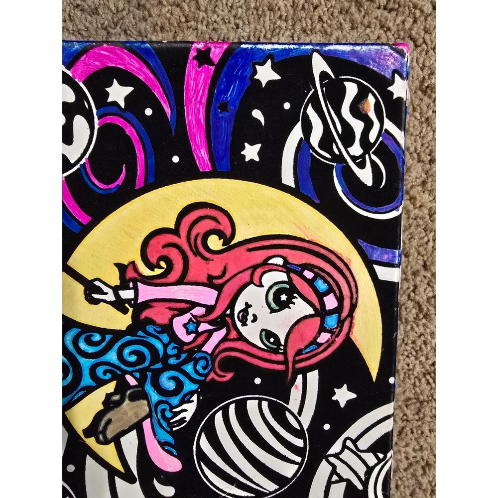 Vintage Lisa Frank Zorbit Space Girl Cardboard Trinket Box Celestial Y2K Decor - Picture 9 of 9